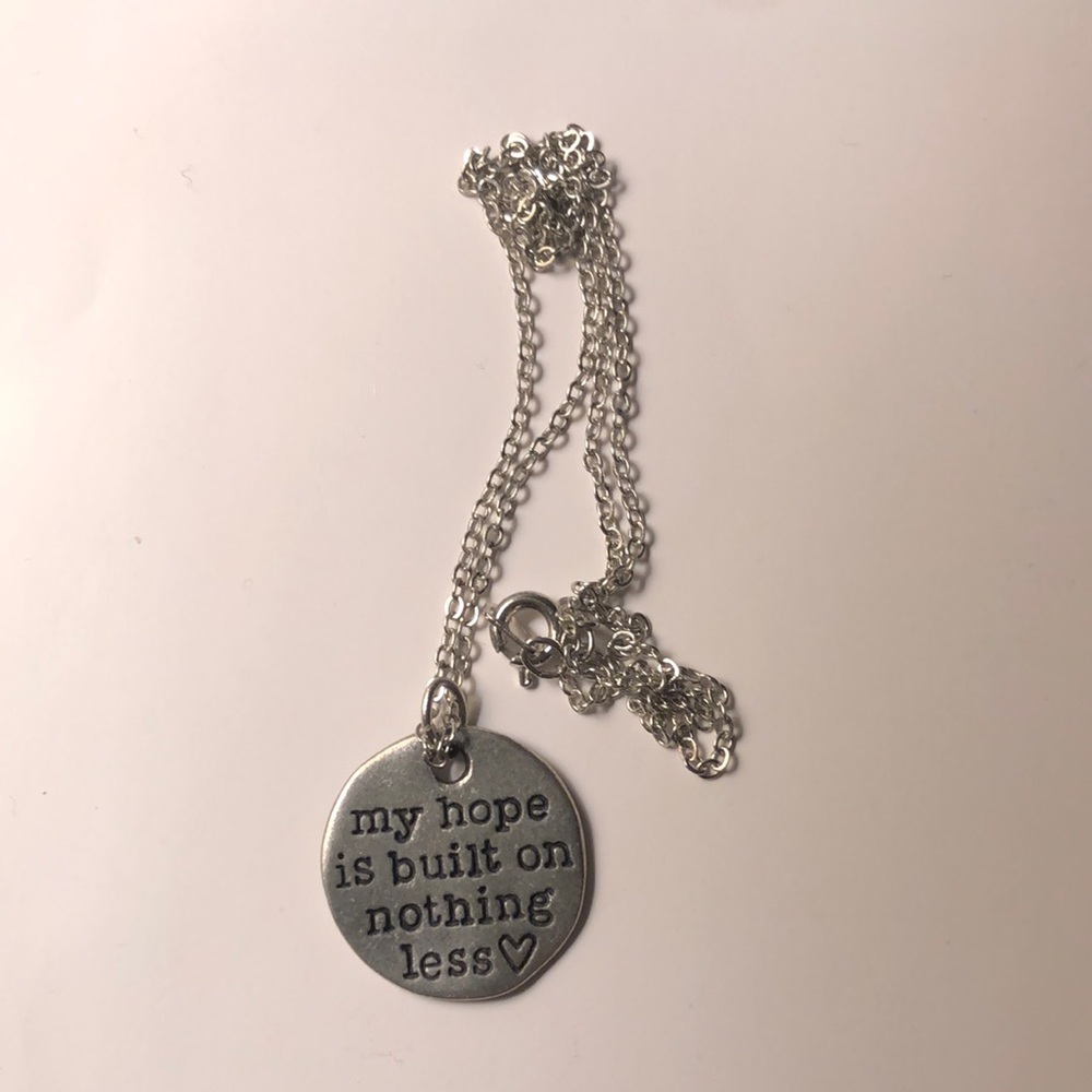 Silver necklace with quote